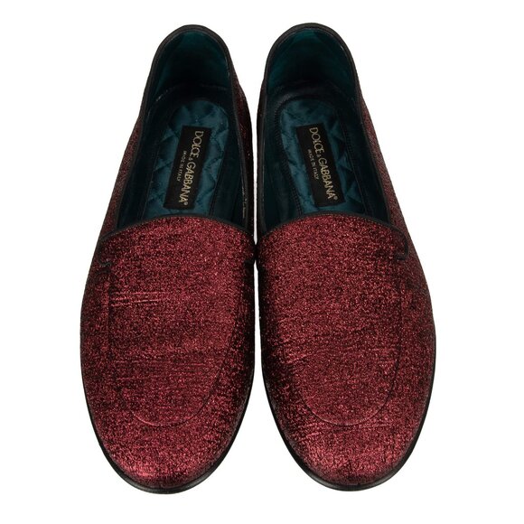 Dolce & Gabbana - DG Logo Lurex Glitter Loafer YOUNG POPE Bordeaux 43 UK 9 US 10 - Picture 2 of 5